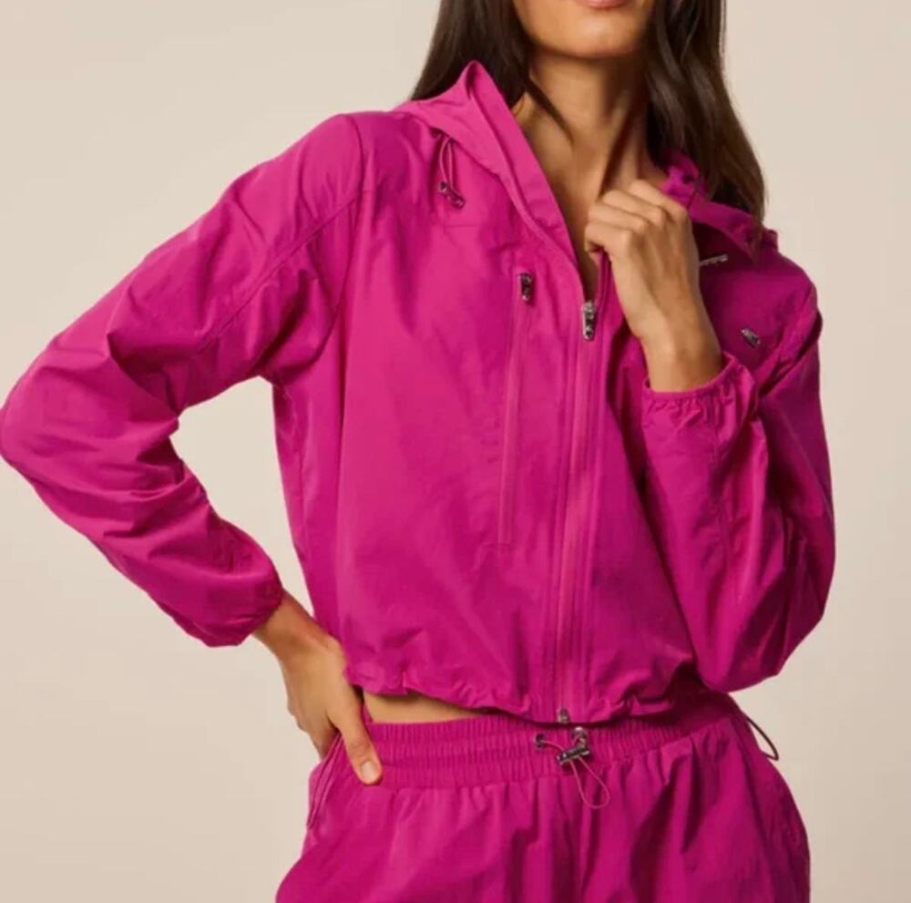 Greyson Wind Jacket Lychee Pink Hooded Packable Windbreaker Women's Small